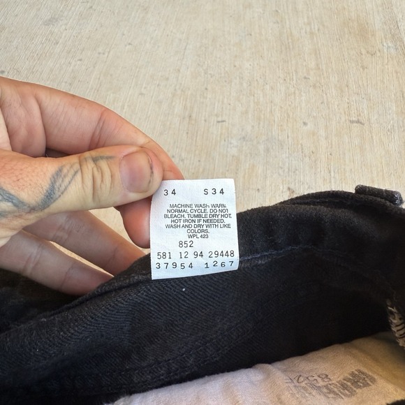 Vintage 1994 LEVIS 954‎ Denim Shorts Size 11 Orange Tab Cuffed Classic Black - Picture 3 of 9